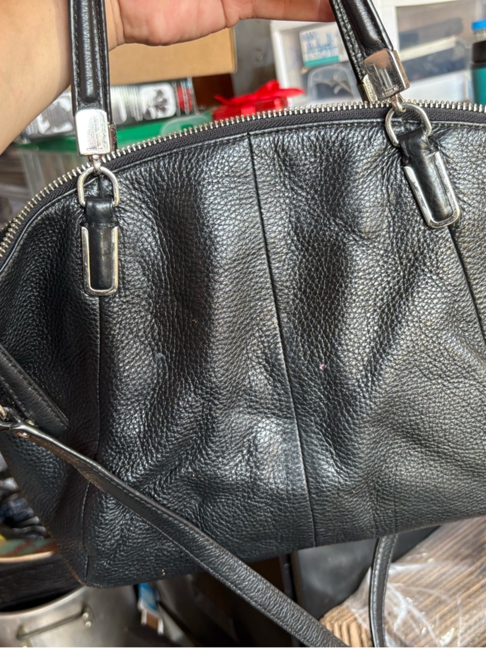 Coach Black Pebbled Leather Shoulder Satchel with Silver Hardware - Picture 4 of 12
